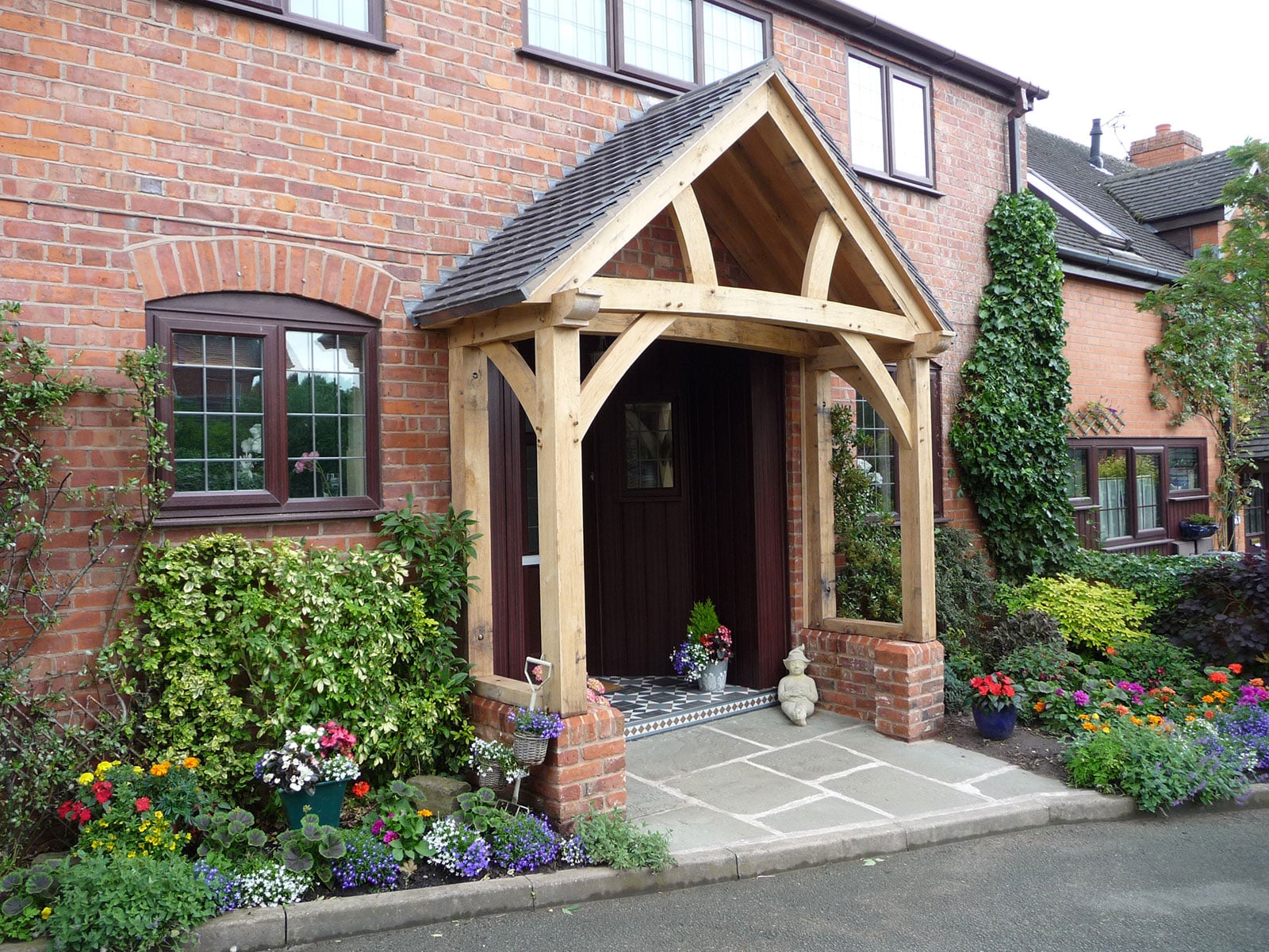 Low brick plinth porch